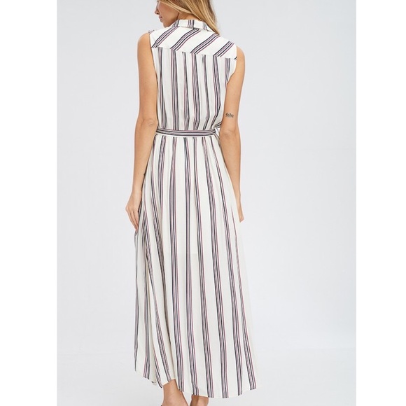 Striped Maxi Button Down Dress - Picture 3 of 4
